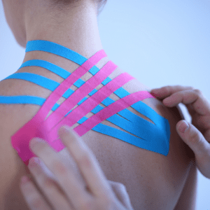 Kinesiology tape vs rigid tape comparison showing flexible tape and rigid sports tape support