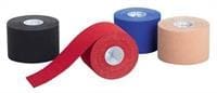 Elastic therapeutic tape applied to skin for movement support