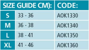 AllCare Ortho Elastic Knee Support With Splints AOK13 sizing chart