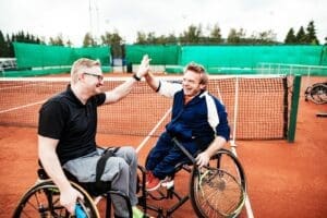 NDIS exercise physiologist coaching balance training for safer walking