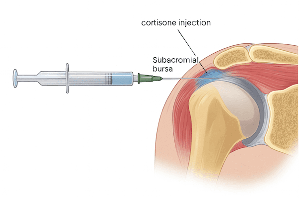 cortisone-injection-shoulder-illustration cortisone injection shoulder illustration showing subacromial bursa injection