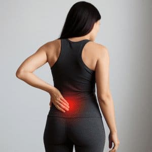 Sacroiliac joint pain location shown over the back of the pelvis