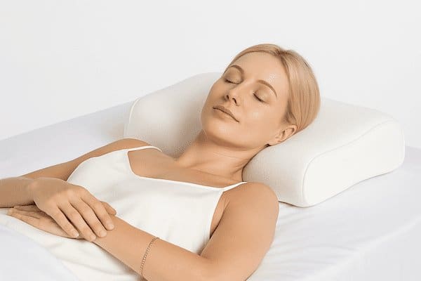 Back sleeper using best pillow for sleep with neutral neck support