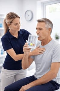 Respiratory physiotherapy using a Triflo incentive spirometer to support deep breathing