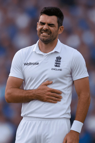 side-strain-cricket-bowler-left-rib-pain Cricket bowler holding left lower ribs from behind with mild pain – side strain injury