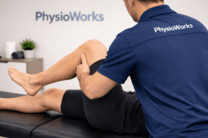 Active Release Techniques (ART) treatment targeting hamstring tissue with guided movement at PhysioWorks