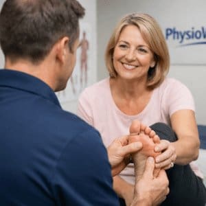 Bunion physiotherapy assessment focusing on big toe joint alignment