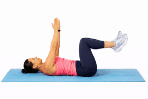 Dead bug core exercise for spondylolisthesis physiotherapy treatment