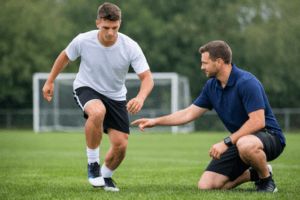 Soccer injuries knee landing control assessment on field