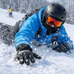 Snowboarding injuries often involve wrist impact during a forward fall