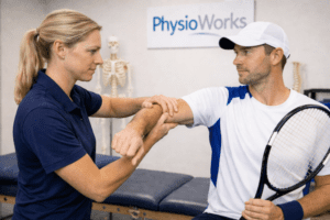 Tennis injuries shoulder assessment in a tennis player in clinic