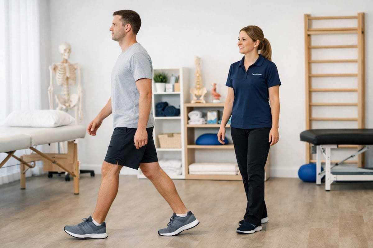 physiotherapy Brisbane movement assessment with physiotherapist in a modern clinic