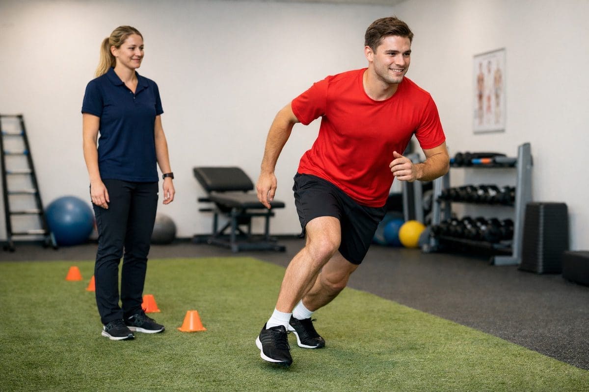 acl-injury-return-to-sport-physiotherapy ACL injury physiotherapy patient returning to sport with confident knee movement