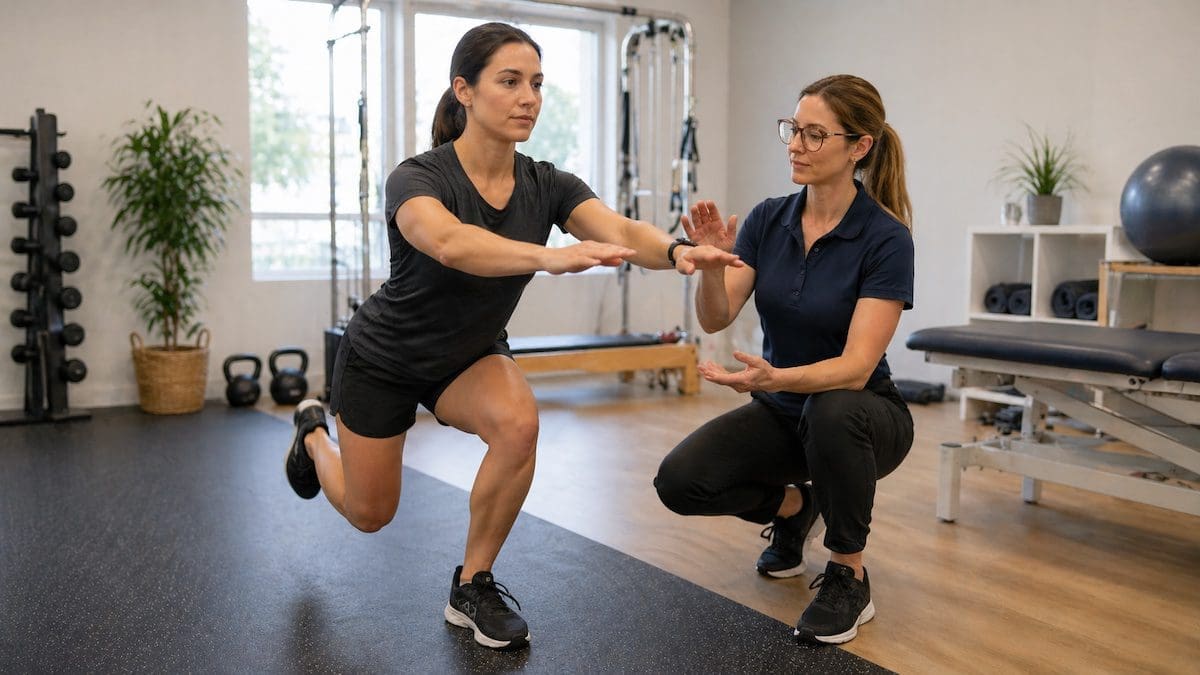 knee-ligament-rehabilitation-single-leg-control knee ligament rehabilitation single leg squat exercise improving stability