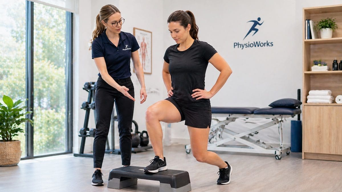 step-down test assessing knee control during stair pain physiotherapy