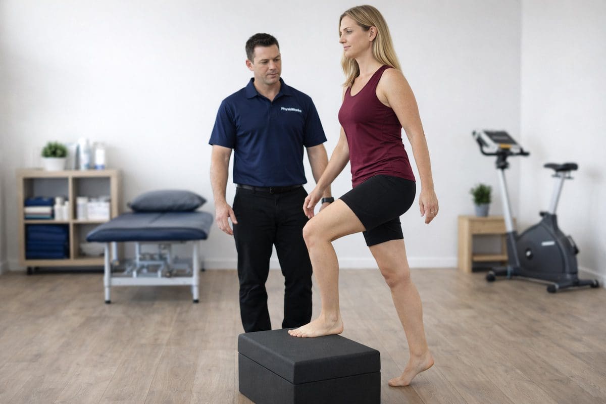 meniscus tear step up exercise for knee rehabilitation