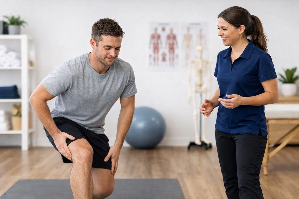 post-exercise-muscle-soreness-physiotherapy-brisbane-2 Mild quadriceps soreness after exercise assessed in physiotherapy clinic setting