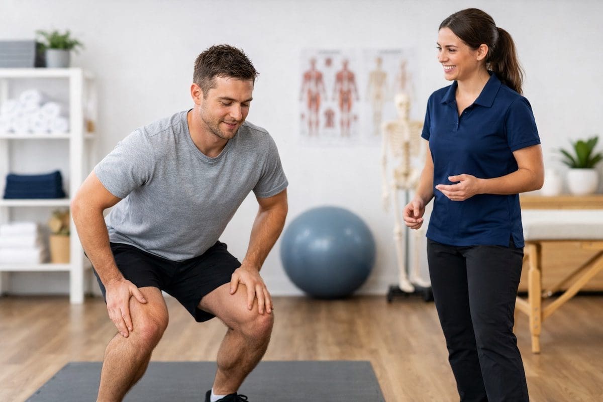 post-exercise-muscle-soreness-physiotherapy-brisbane Post-exercise muscle soreness recovery exercise in a physiotherapy clinic