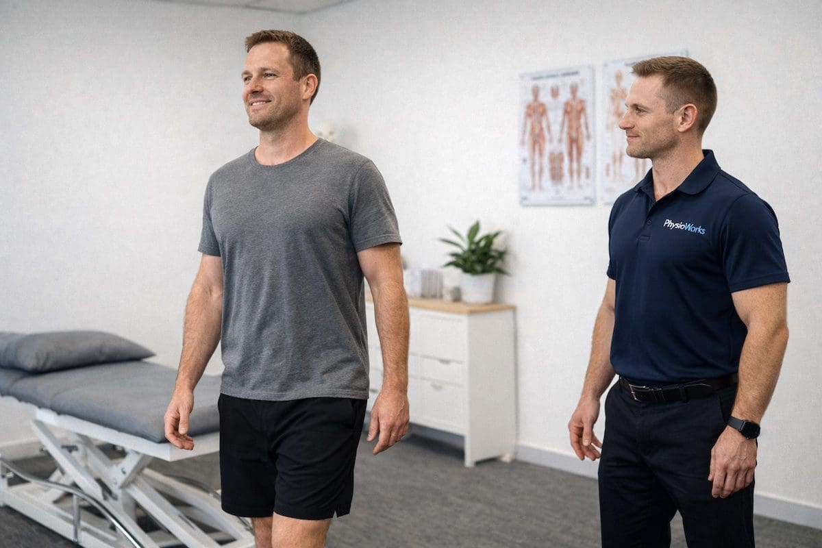 pulled-back-muscle-recovery-physiotherapy pulled back muscle recovery standing upright after physiotherapy treatment