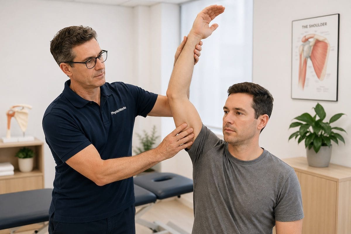 rotator-cuff-injury-shoulder-movement-assessment Rotator cuff injury shoulder movement assessment checking overhead arm range