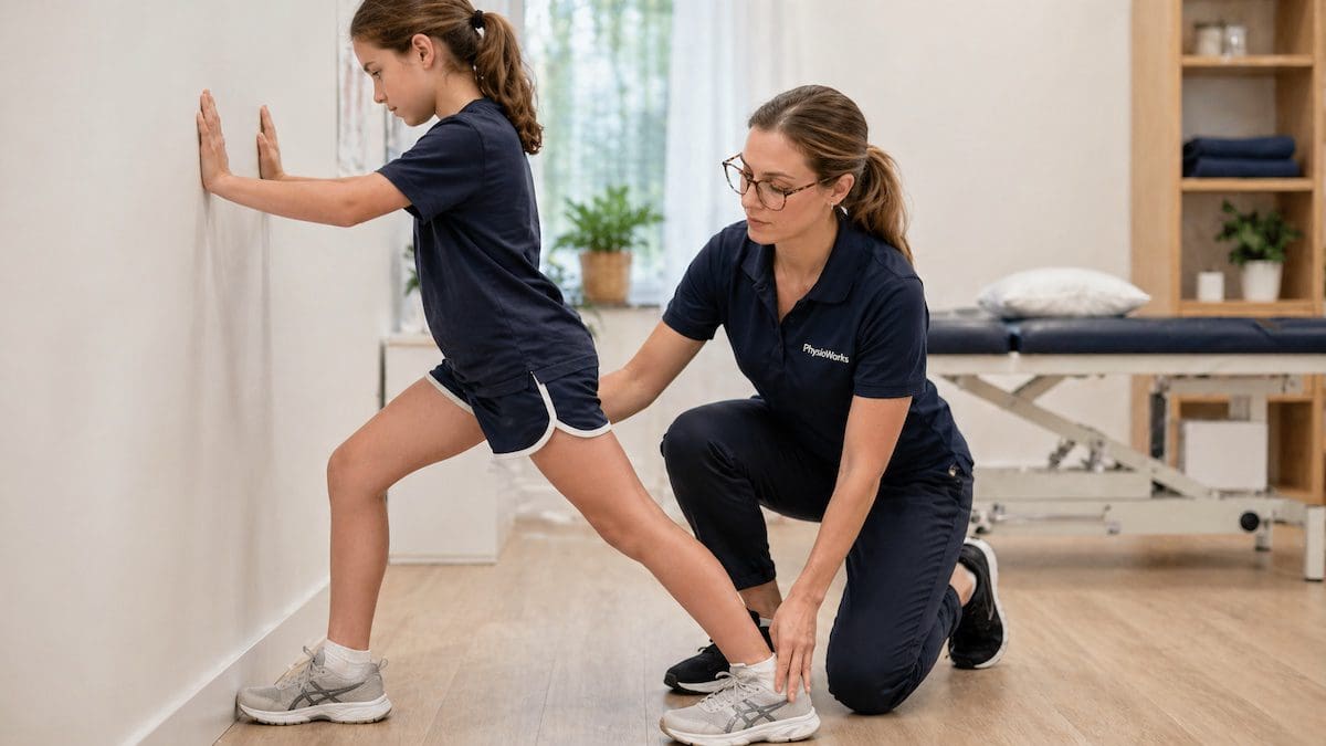 calf stretch exercise for child heel pain sever’s disease