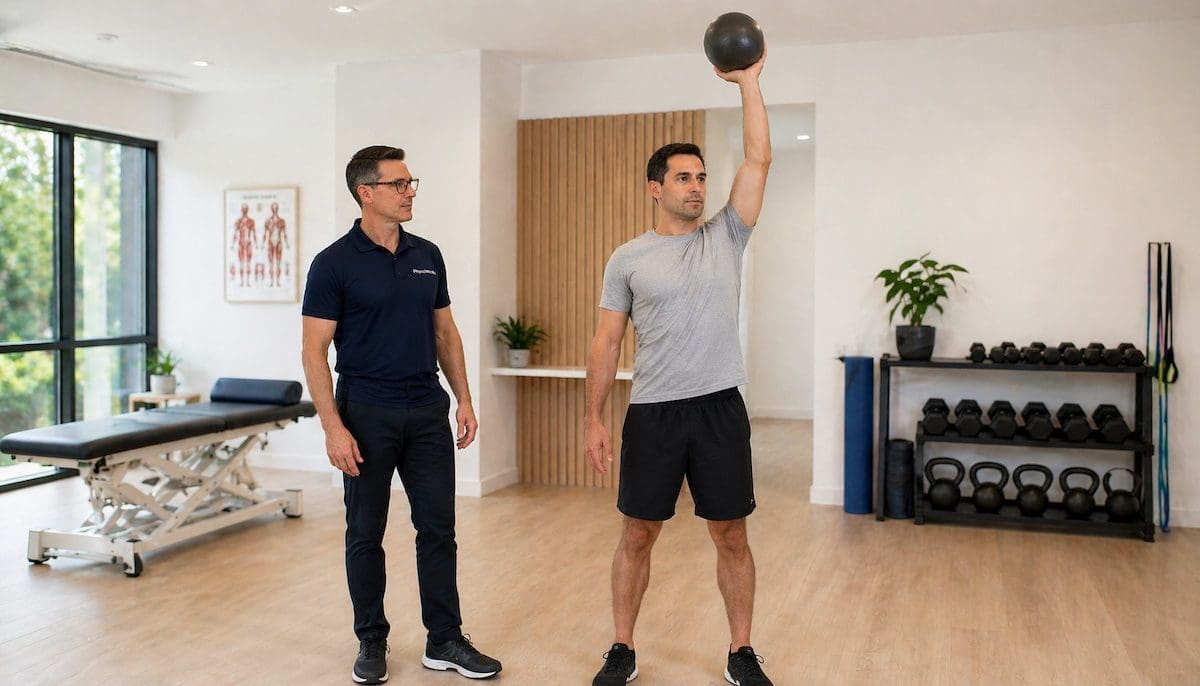 Shoulder pain recovery with controlled overhead reach after physiotherapy rehabilitation