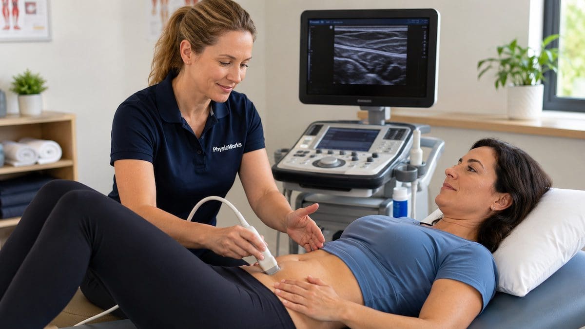 deep core muscles ultrasound retraining showing transversus abdominis activation