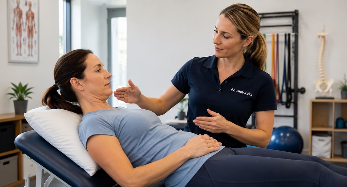 Supine Cervical Flexion Head Lift Exercise Neck strengthening supine cervical flexion head lift exercise guided by physiotherapist