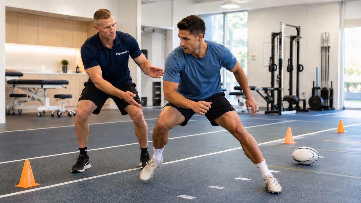 Rugby league injuries sidestep assessment showing knee and ankle control
