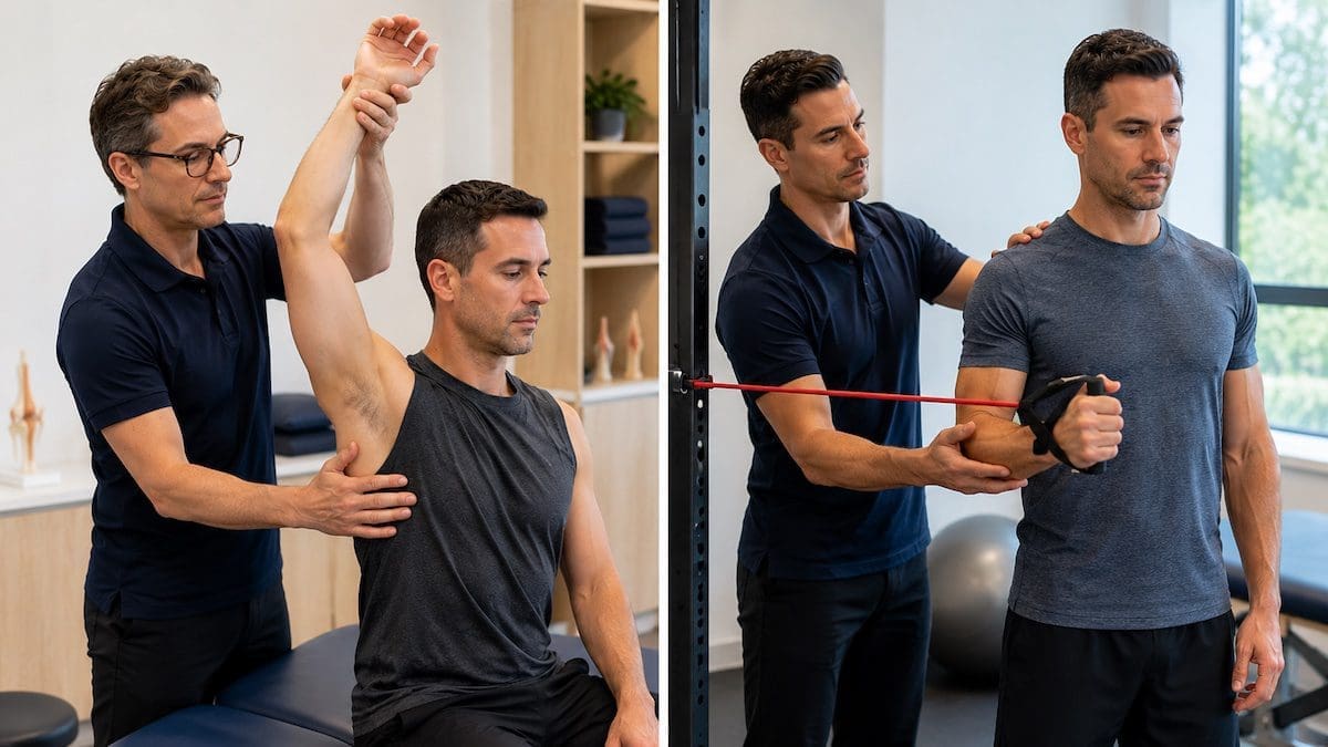 shoulder physiotherapy exercise using resistance band for rotator cuff strengthening