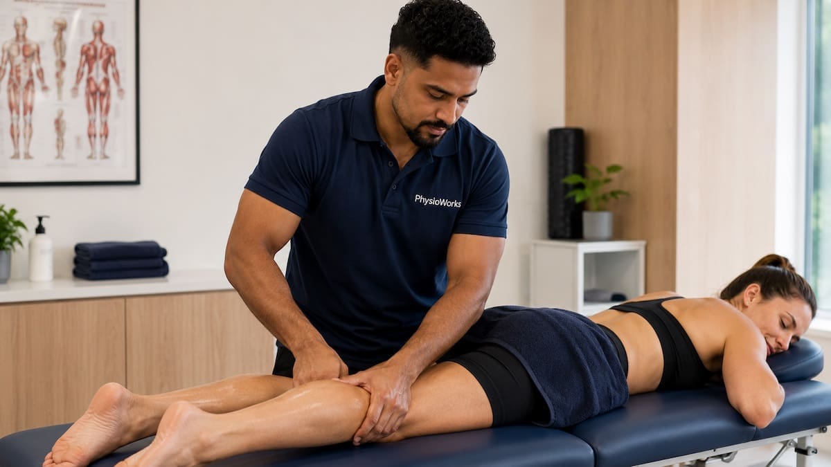 sports massage calf treatment supporting athletic recovery with massage therapist in Brisbane