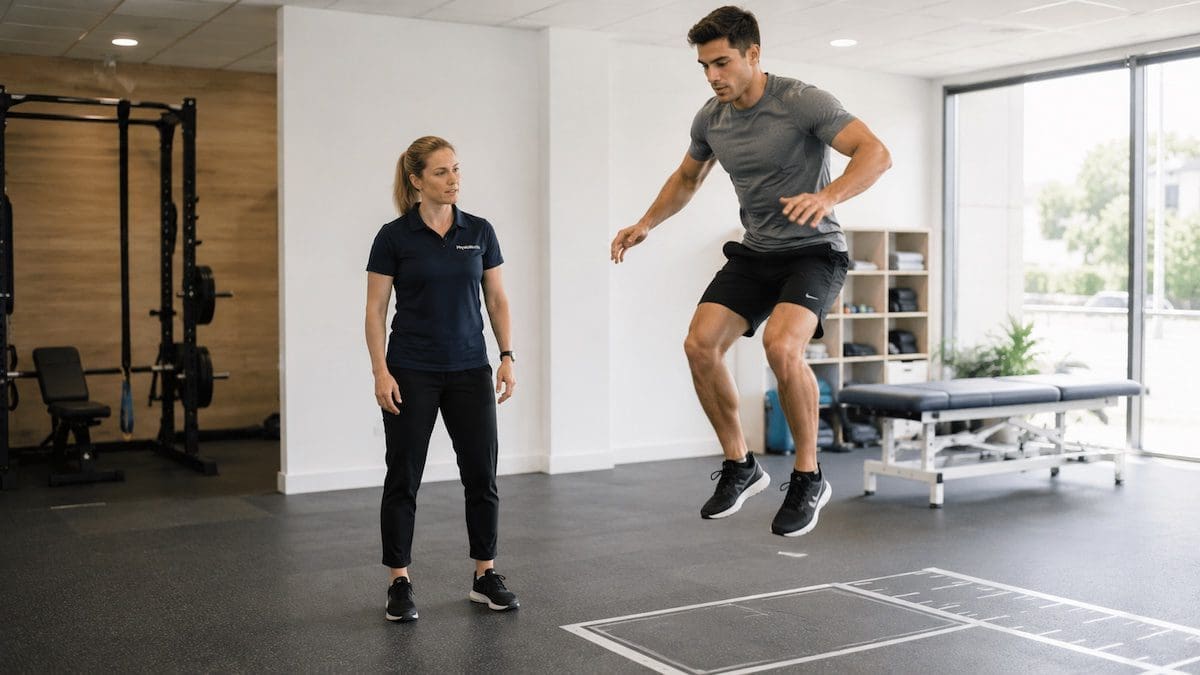sports-physiotherapy-brisbane-jump-landing-assessment-1 Sports physiotherapy Brisbane jump landing assessment for return to sport testing