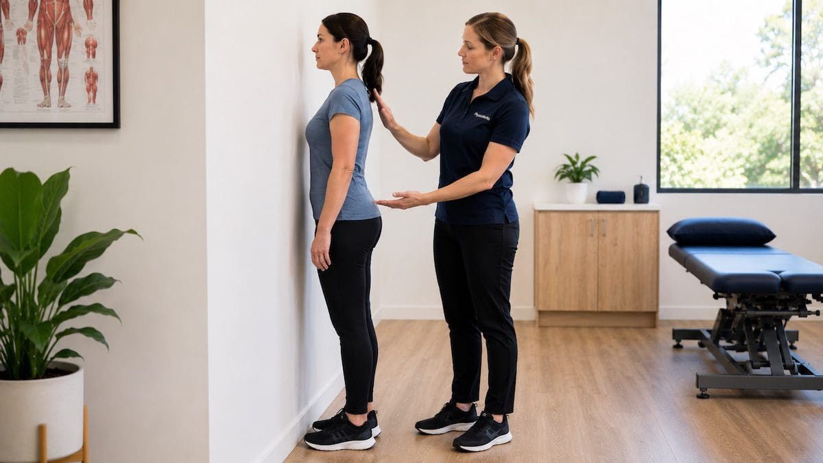 standing posture correction cueing head shoulders rib cage and pelvis alignment