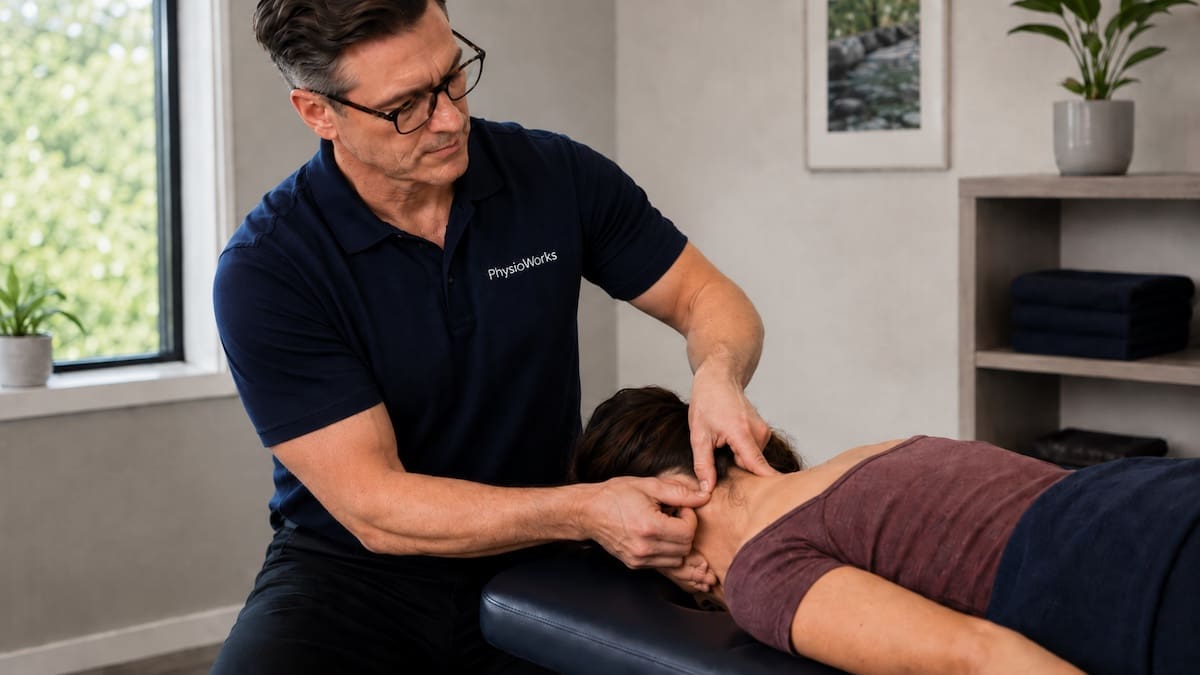 Cervical facet joint pain cervical mobilisation treatment by physiotherapist