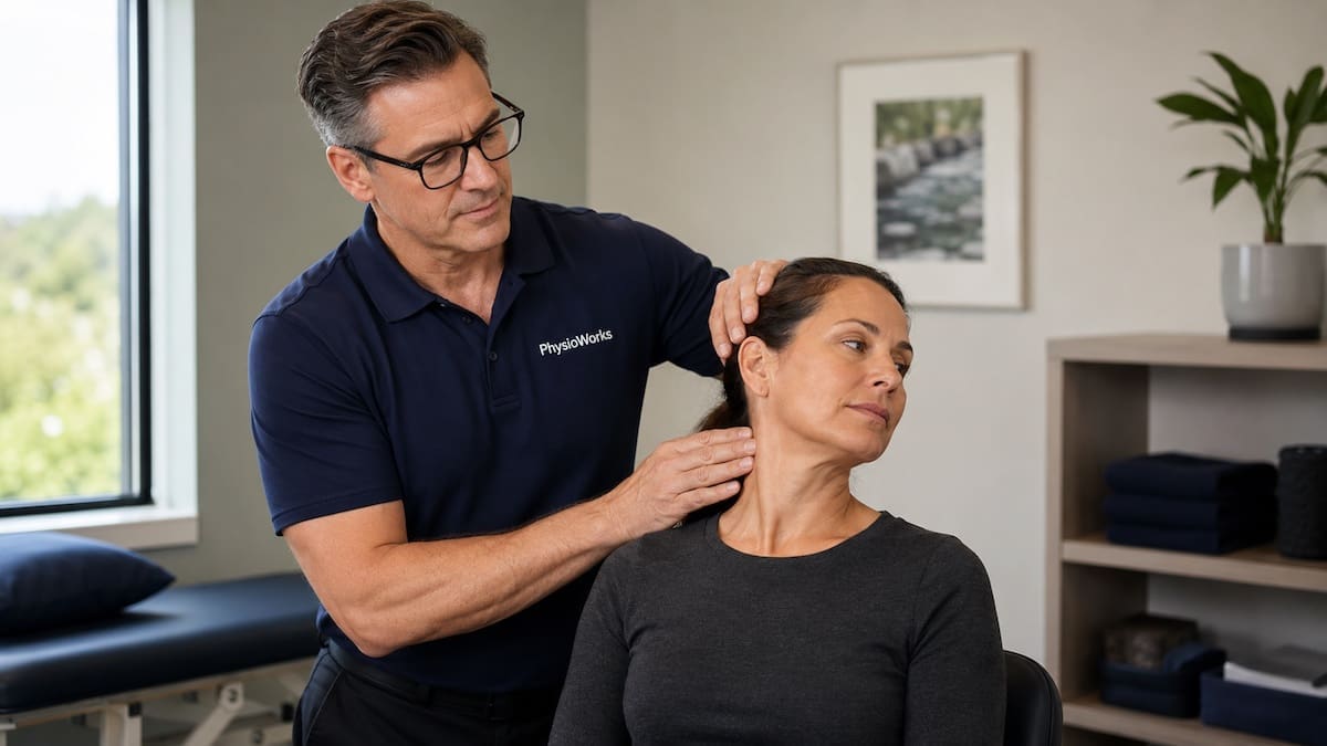 Cervical facet joint pain neck rotation assessment by physiotherapist
