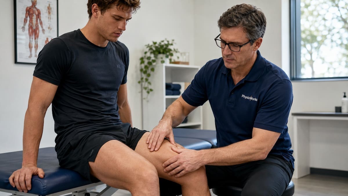 Corked thigh quadriceps assessment after direct sports impact