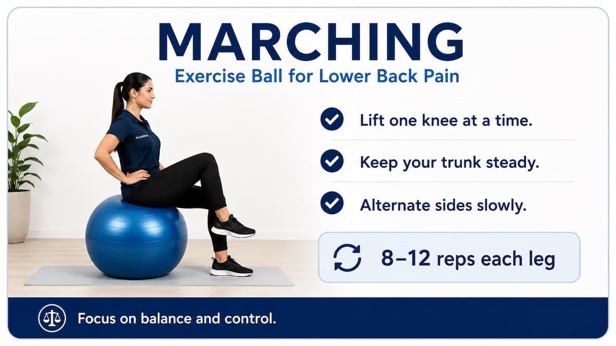 exercise ball for lower back pain seated marching exercise
