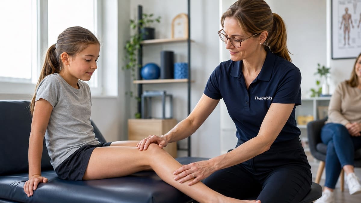 Growing pains in children calf and knee assessment by physiotherapist