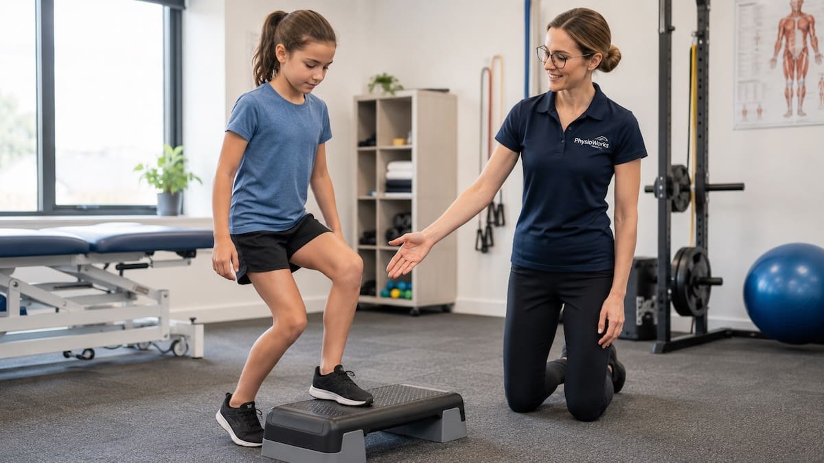 Growing pains in children step-down screening for front-of-knee control