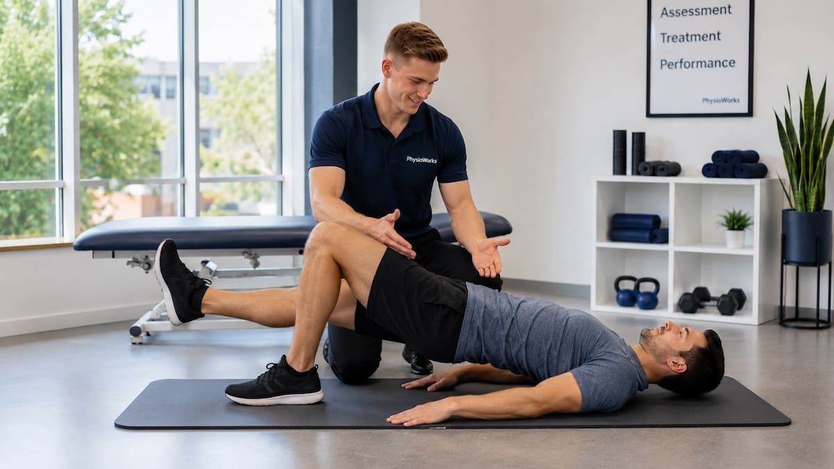 Hamstring pain posterior thigh loading during supervised bridge rehab exercise