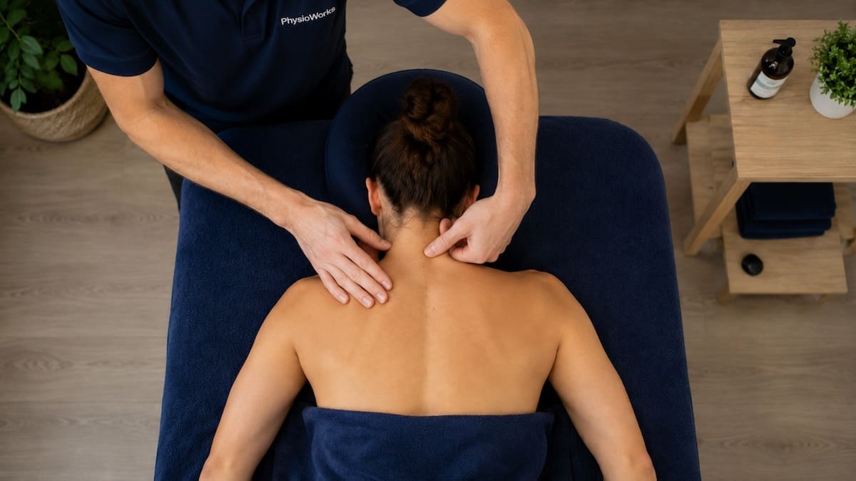 Neck massage finishing gentle upper neck and shoulder treatment