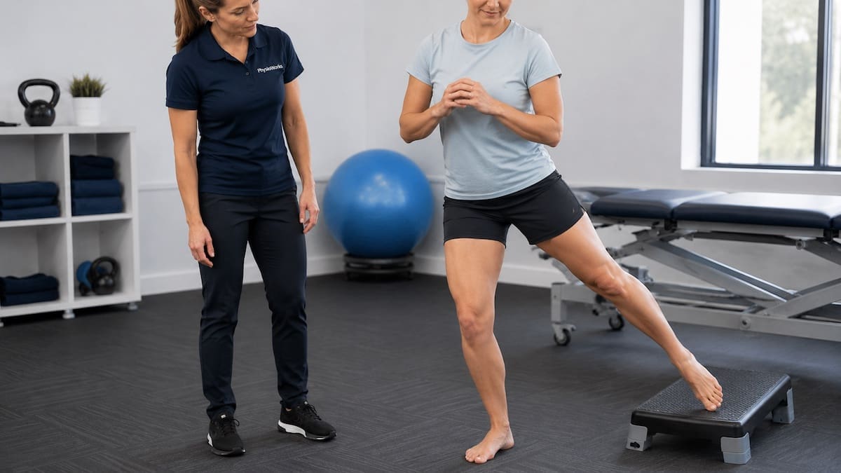 Peroneal tendinopathy lateral step control before return to running
