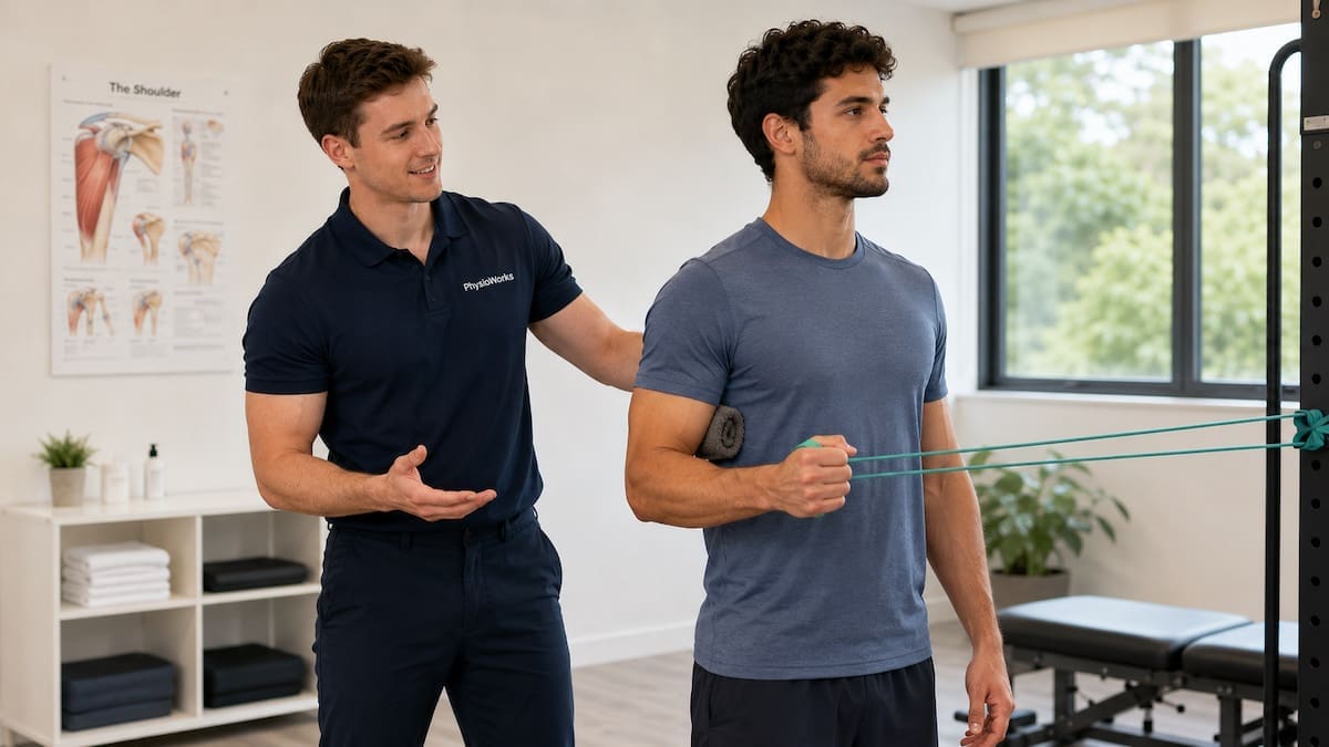 Shoulder labrum injury banded external rotation exercise improving glenohumeral control