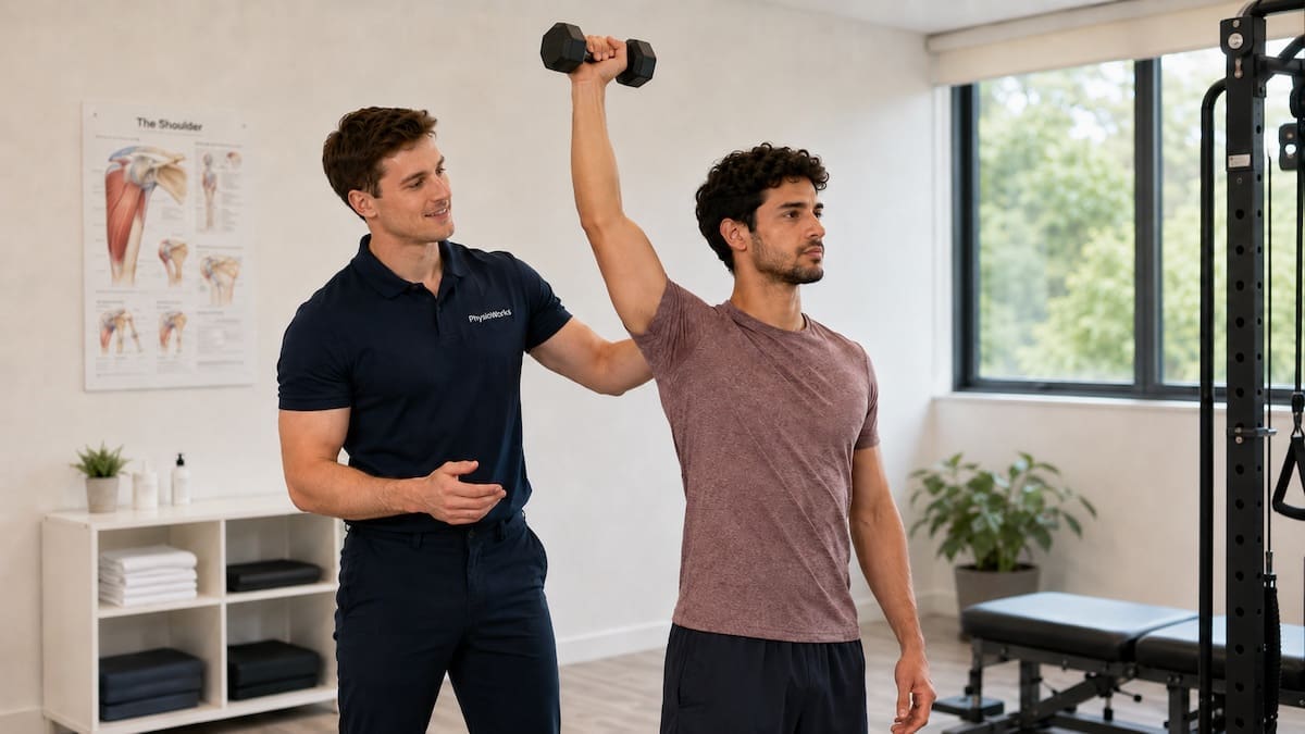 Shoulder labrum injury overhead reach test showing improved glenohumeral control