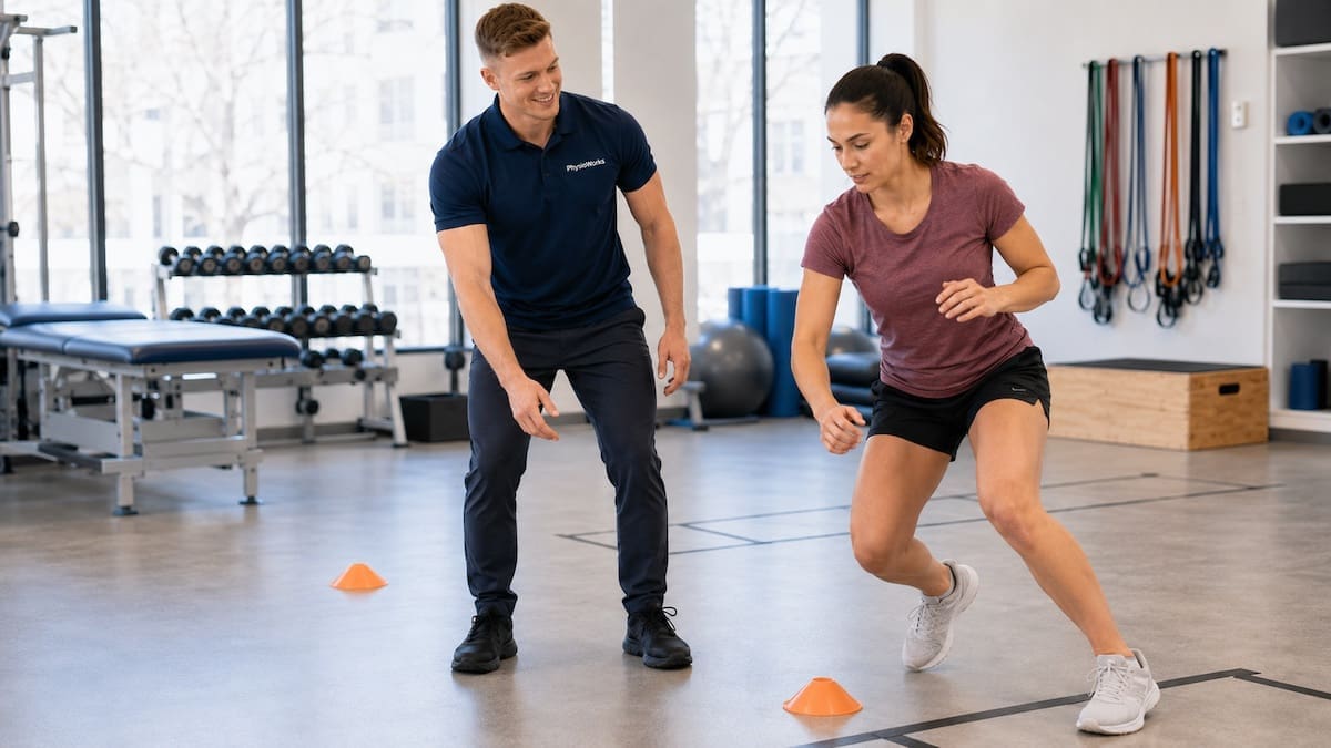 Sports knee injuries change-of-direction rehab showing knee control