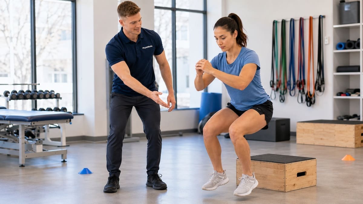 Sports knee injuries landing control drill correcting knee mechanics