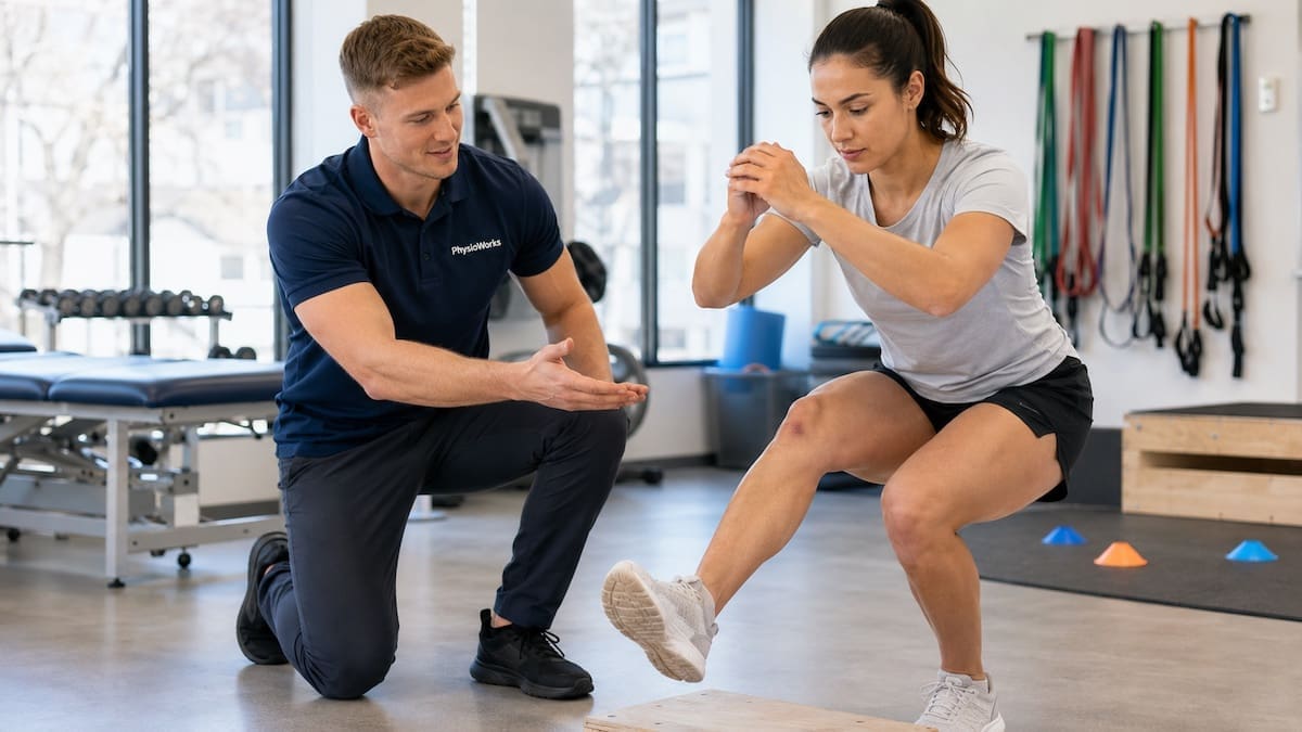 Sports knee injuries single-leg squat assessment checking knee control