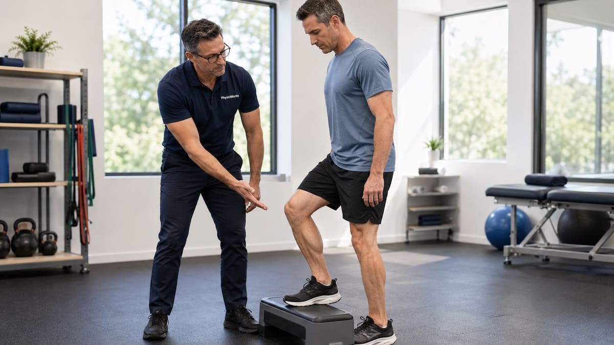 Achilles tendon loading during supervised step-down for tendon pain rehab