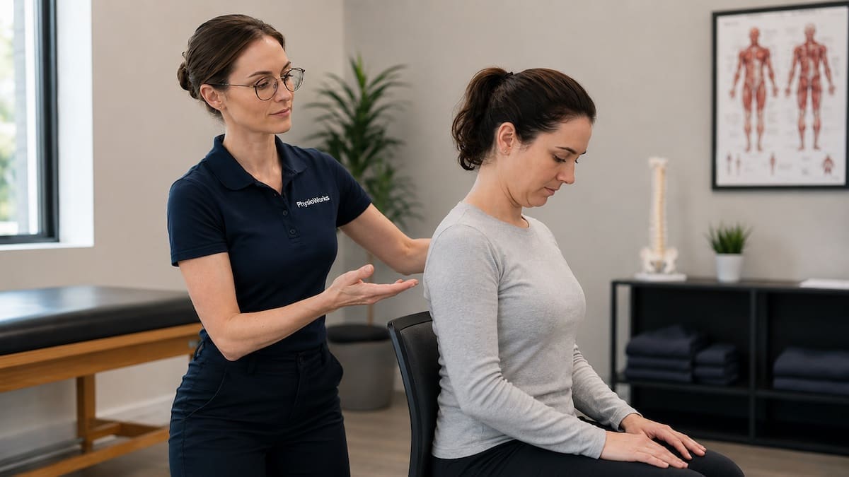 Text neck cervical spine control exercise for upright posture