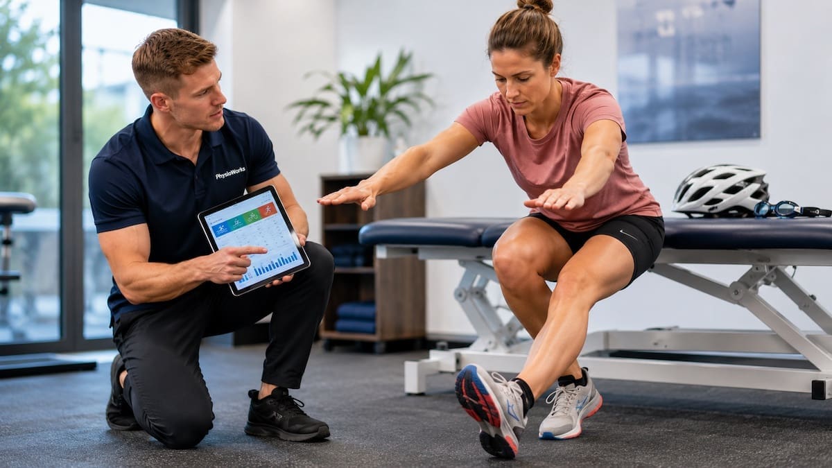 triathlon-injuries-lower-limb-screening Triathlon injuries running gait assessment reviewing cadence and lower-limb control